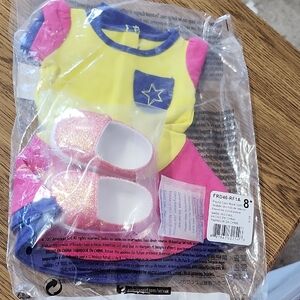 American Girl Playful Color Block 18" Outfit Colorful Doll Glitter Shoes NEW!